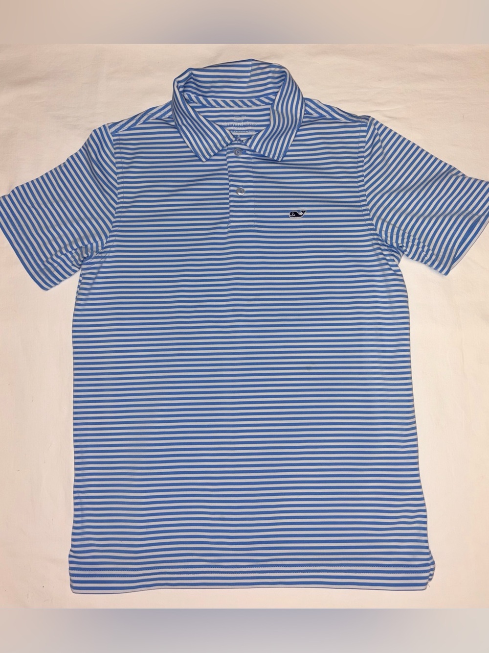 Vineyard Vines blue striped performance Polo Sz 8-10 EUC